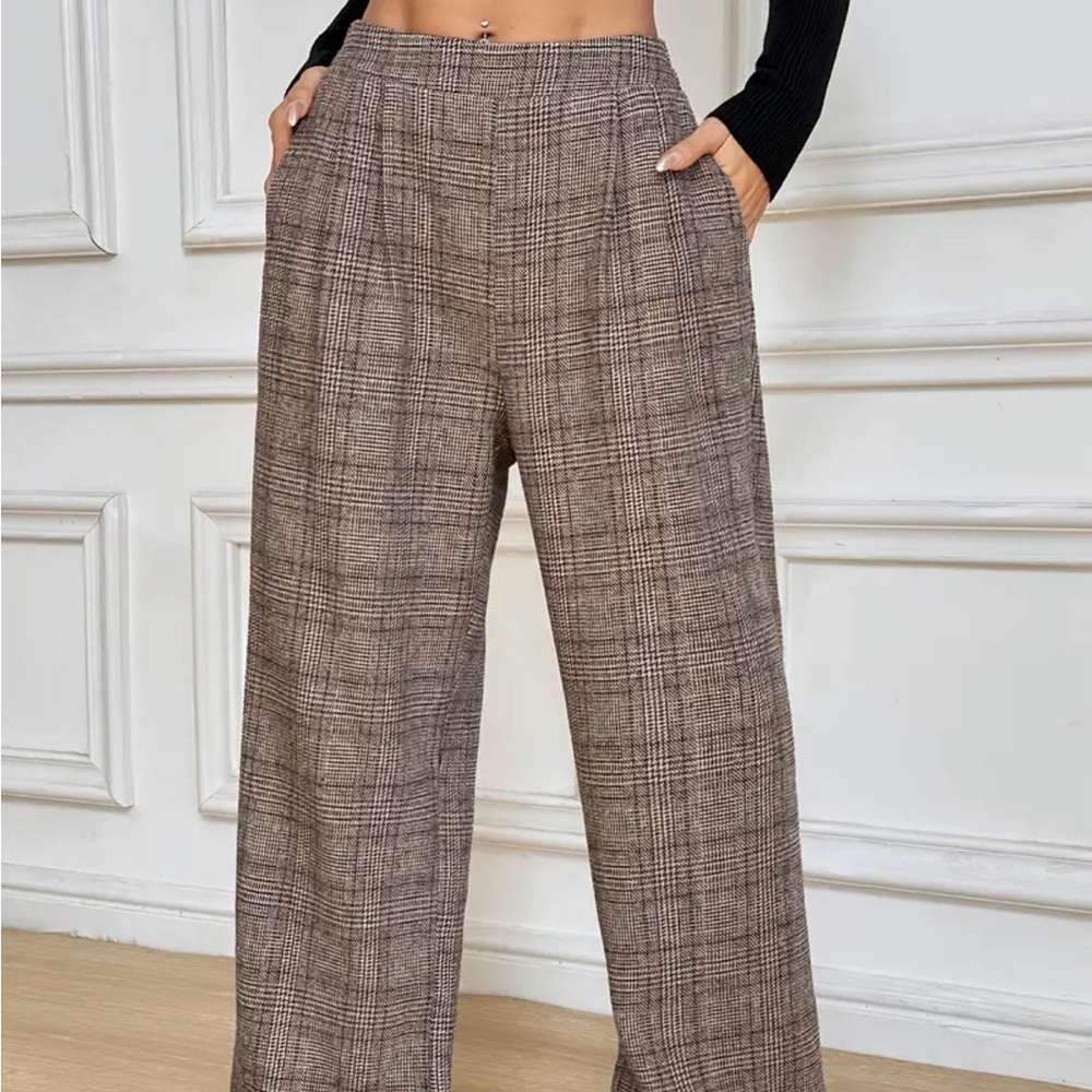 Plaid Wide-Leg Women's Pants